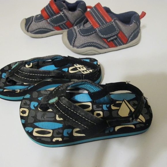 Bundle of 2 Boys Shoes Pediped & Reef Size : 3-4  4-4.5  GUC - Picture 1 of 4